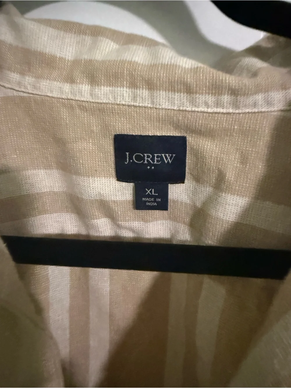 J. Crew Beige and White Vertical Stripe Short-Sleeve Button Shirt